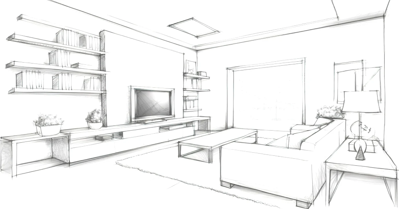 Desenho de projeto de mobiliário